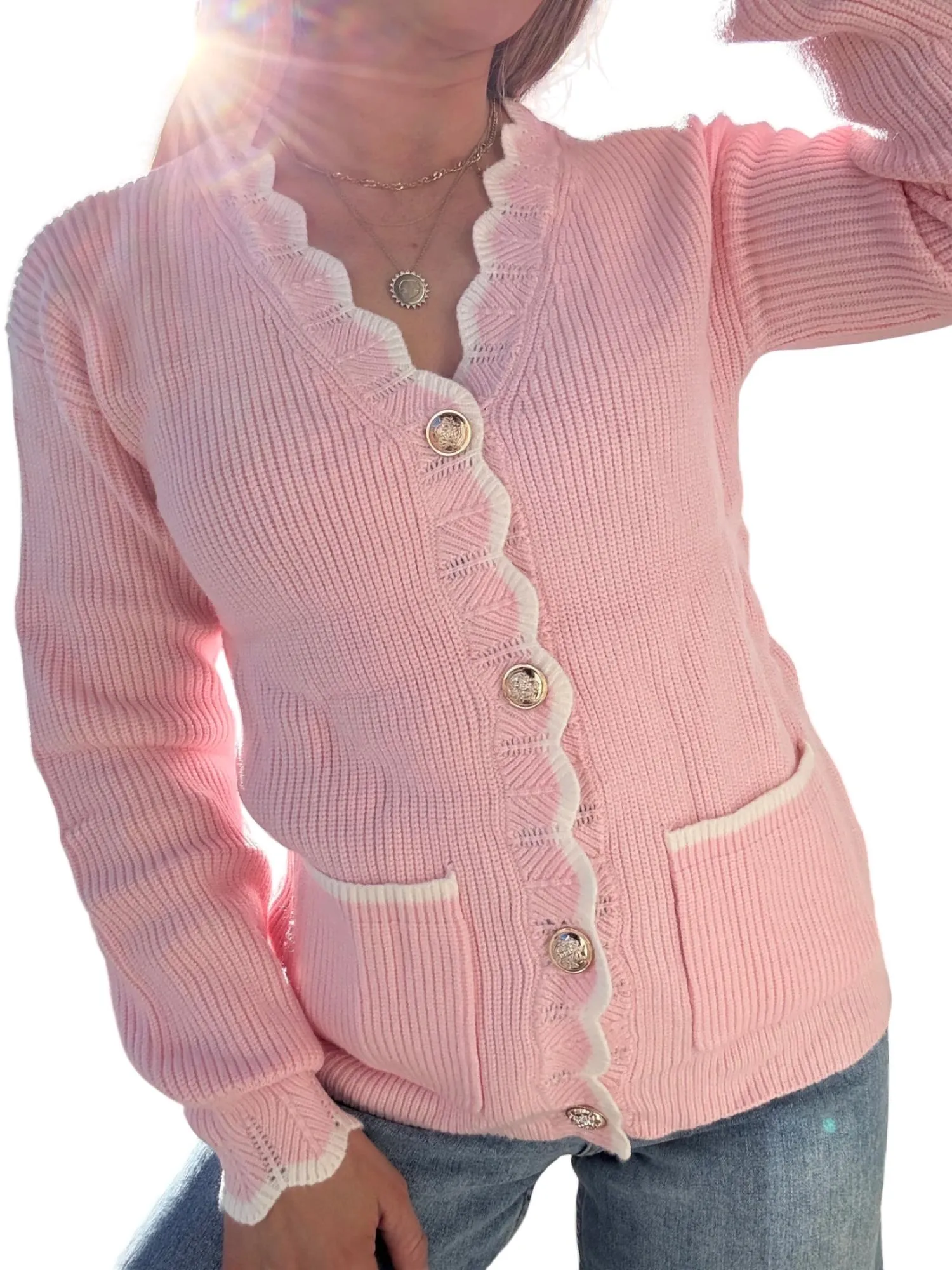 1 The Woman - Allison Scalloped Cardigan
