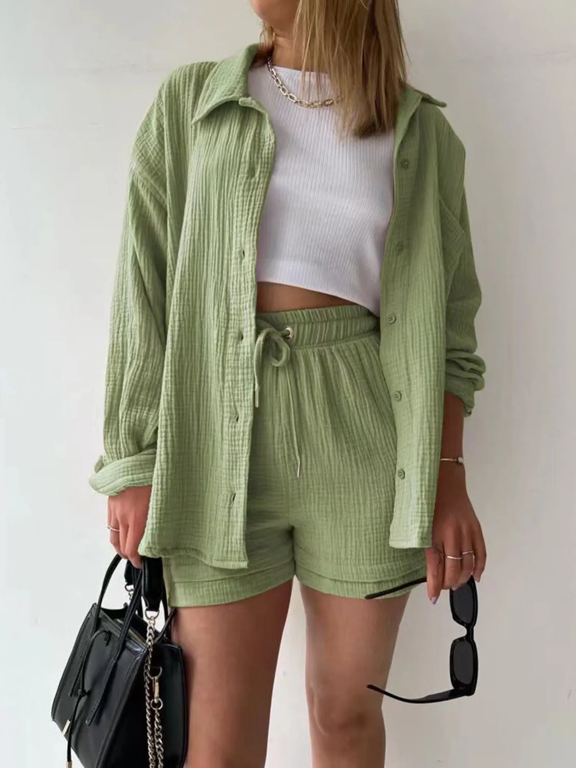 11 Casual Beachwear Button Up Shirt / Shorts Outfits