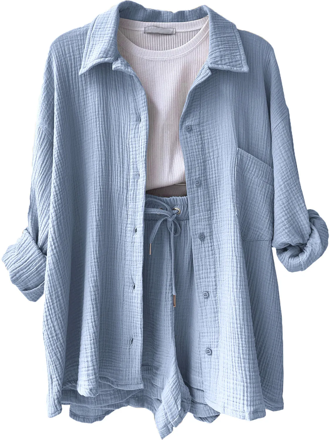 11 Casual Beachwear Button Up Shirt / Shorts Outfits