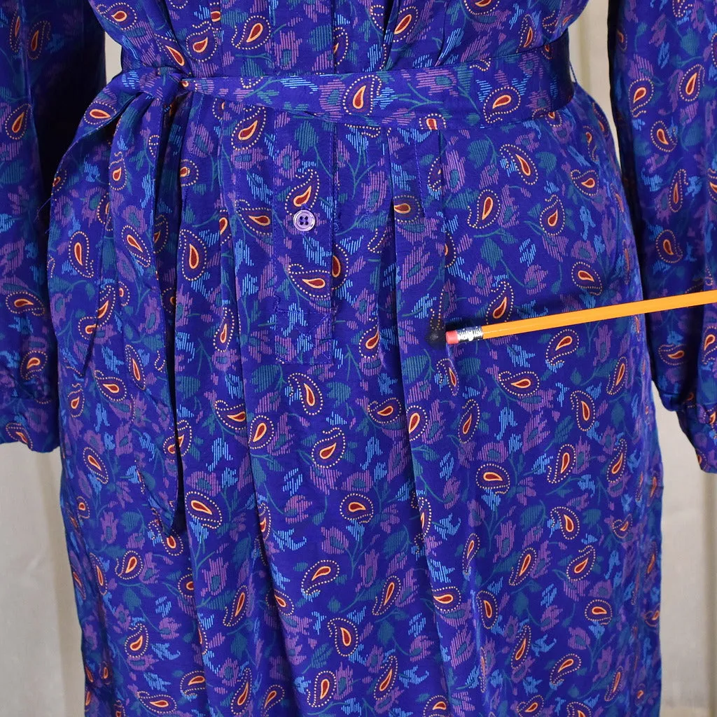 1950s Style Blue Paisley Dress
