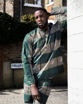 African Shirt in Blue Kente