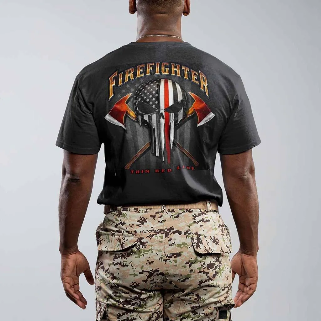 American Pride Firefighter Skull of Freedom T-shirt