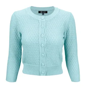 Baby Blue Cropped Rib Knit Cardigan