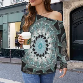 Batwing Long Sleeve Sweater Blue Glass Medallion