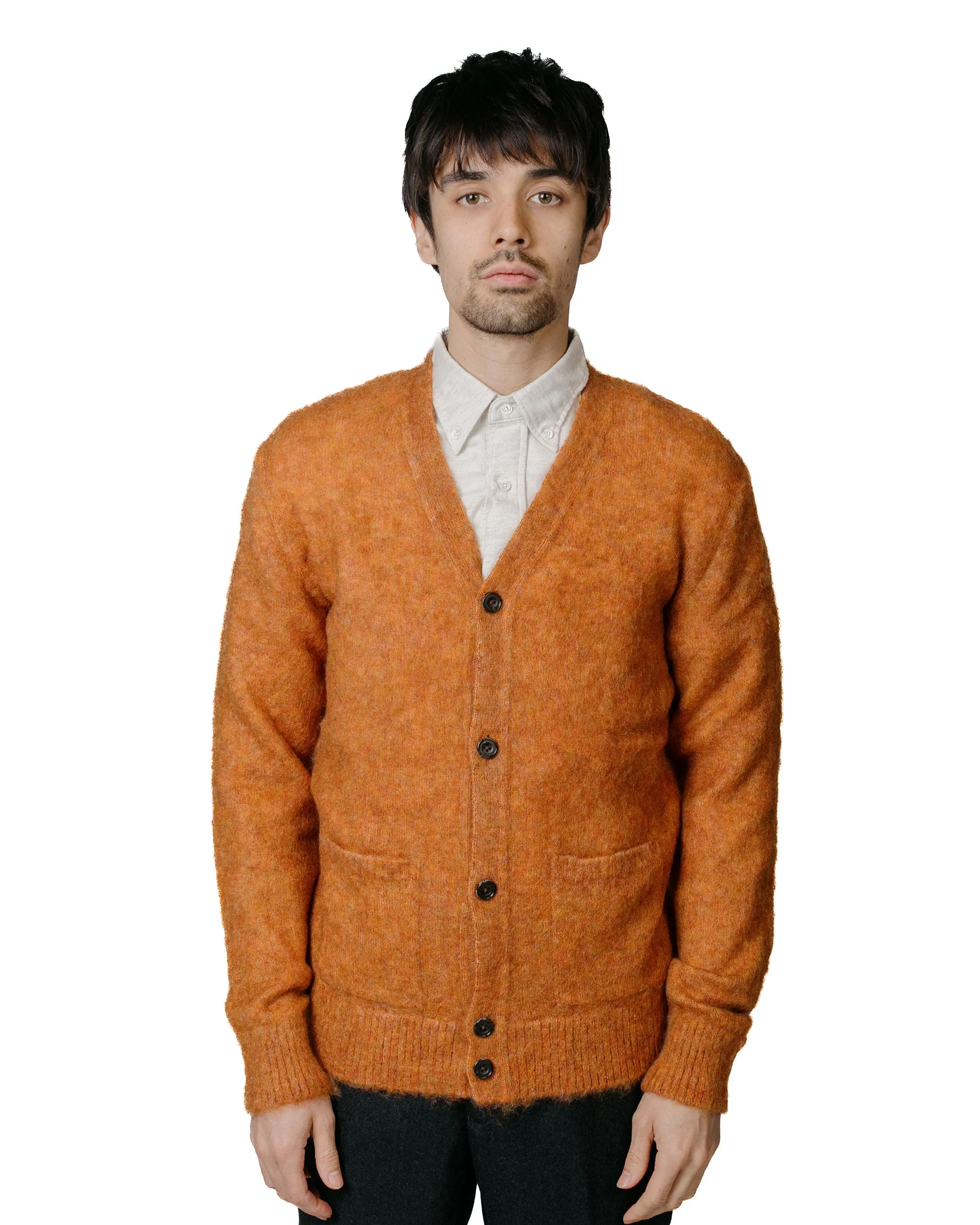 Beams Plus Cardigan Stretch Mohair Orange