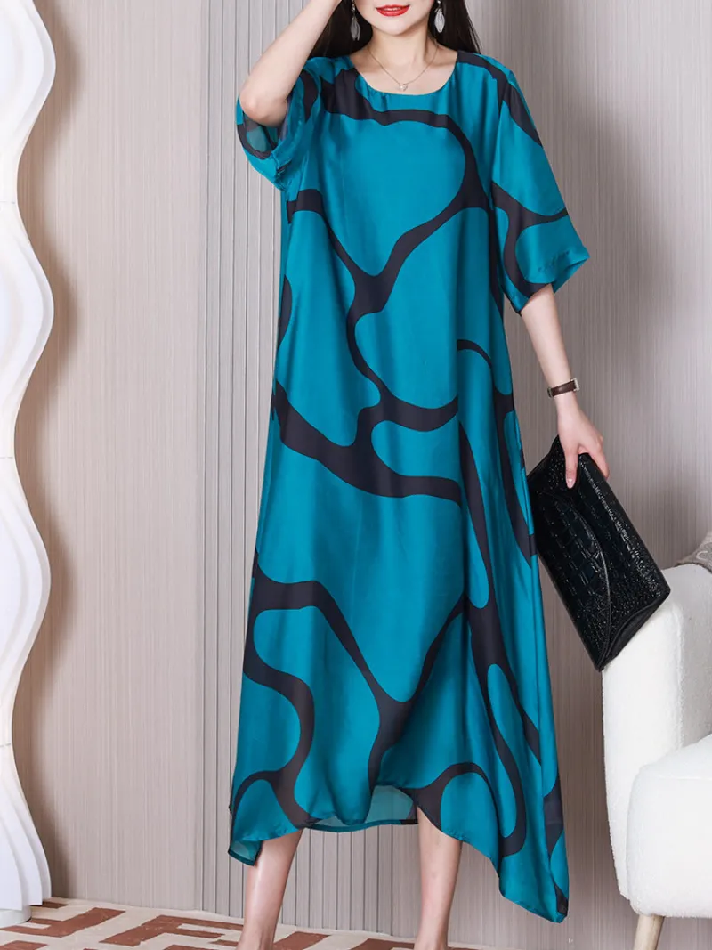 Beautiful life Women's Round Neck A-line Dress