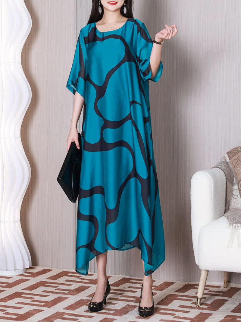 Beautiful life Women's Round Neck A-line Dress