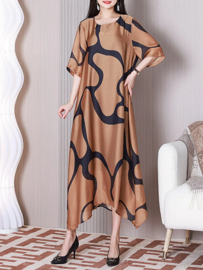 Beautiful life Women's Round Neck A-line Dress