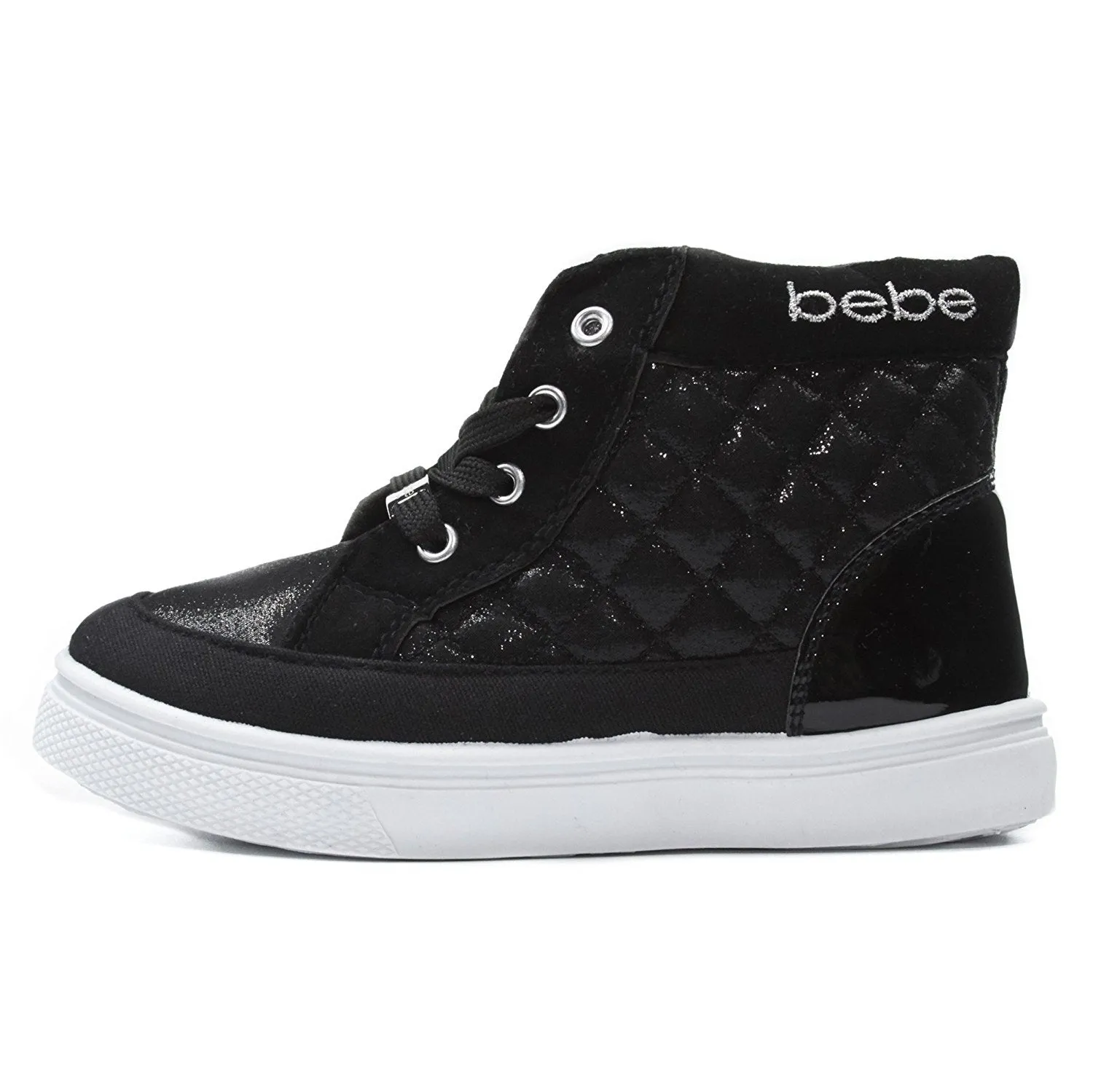 bebe Kids Toddlers Girls Quilted High Top Sneakers With Metallic Shimmer (See More Colors and Sizes)