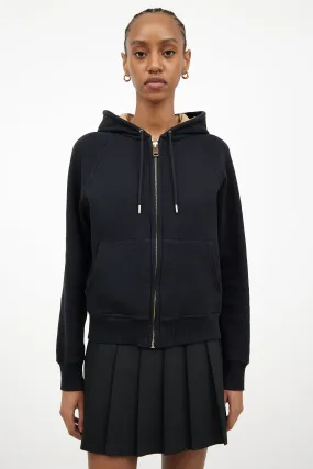 Black & Multi Check Hooded Sweatshirt
