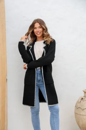 Blanket Stitch Cardigan Black