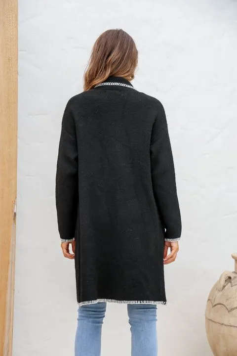 Blanket Stitch Cardigan Black