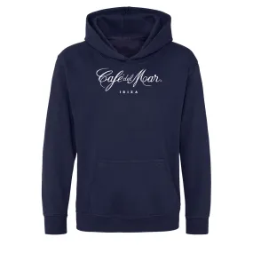 Café del Mar Ibiza White Logo Kid's Navy Blue Hooded Sweatshirt