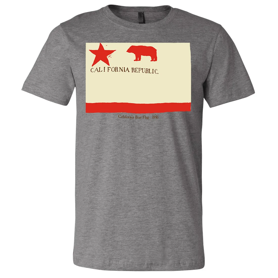 California Republic Bear Flag 1846 Asst Colors Mens Lightweight Fitted T-Shirt/tee