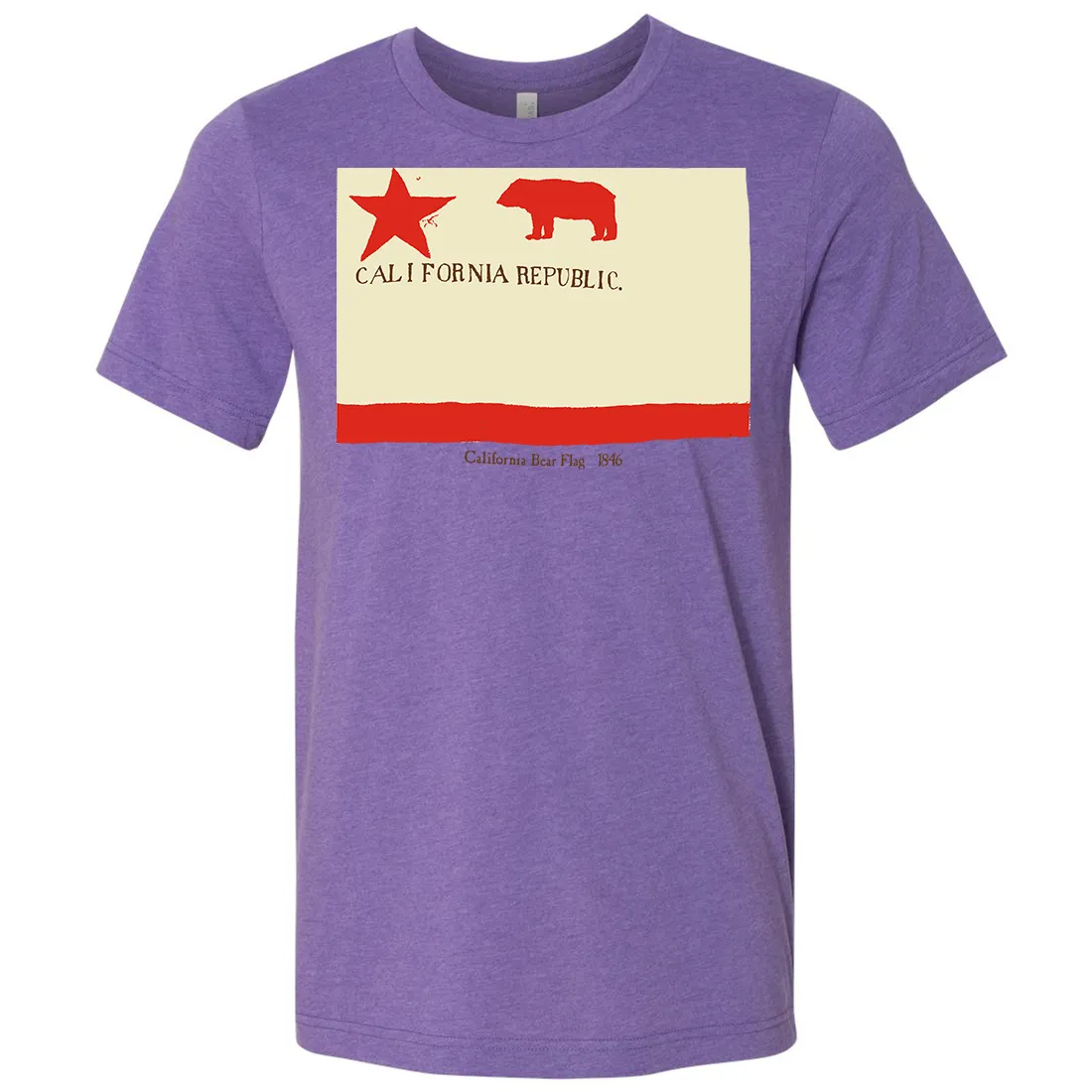 California Republic Bear Flag 1846 Asst Colors Mens Lightweight Fitted T-Shirt/tee