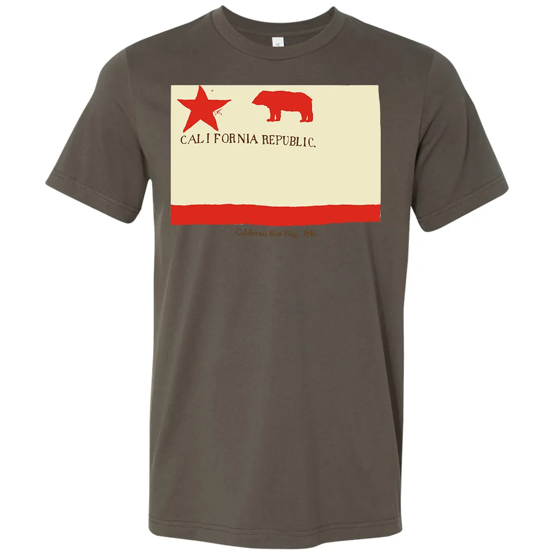 California Republic Bear Flag 1846 Asst Colors Mens Lightweight Fitted T-Shirt/tee