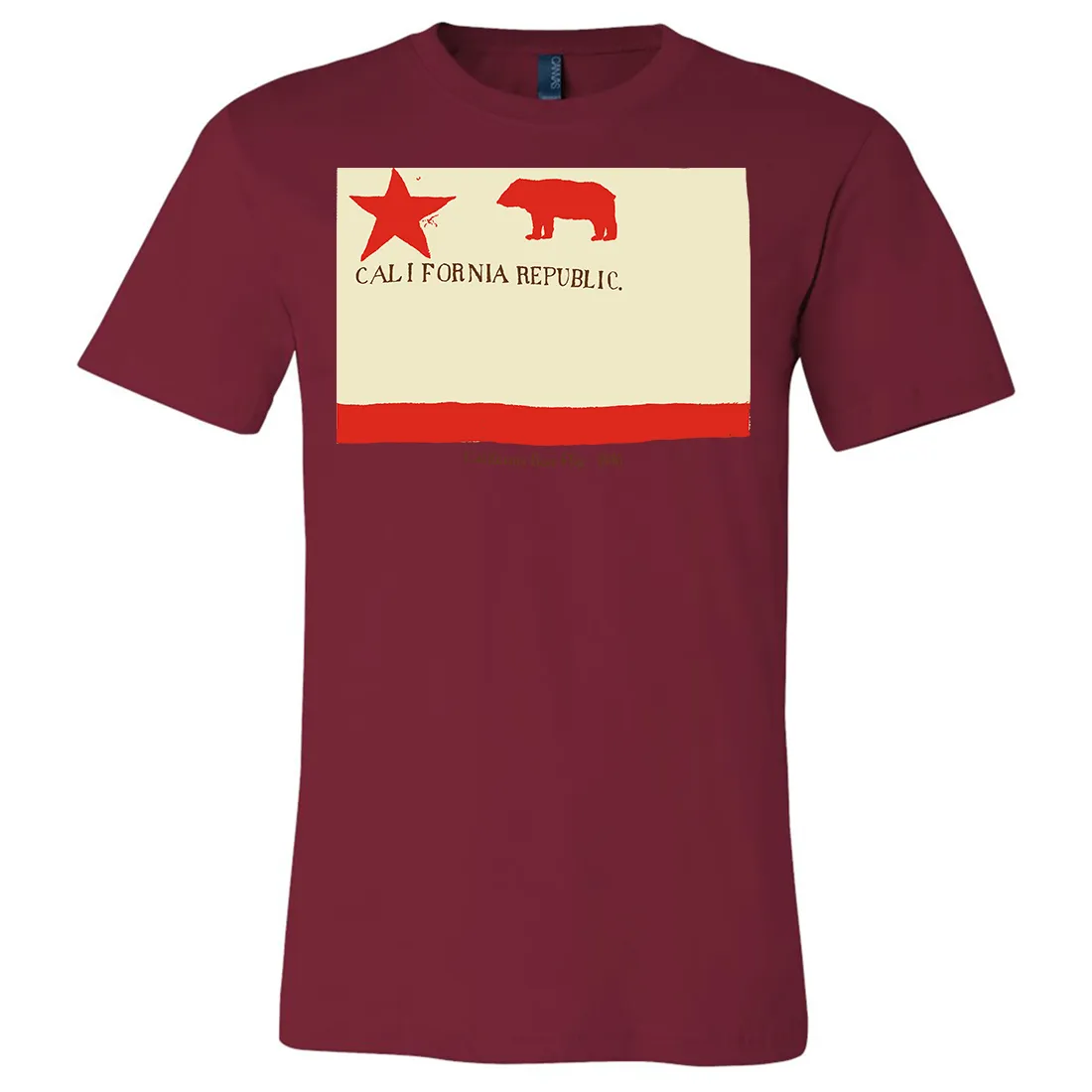 California Republic Bear Flag 1846 Asst Colors Mens Lightweight Fitted T-Shirt/tee