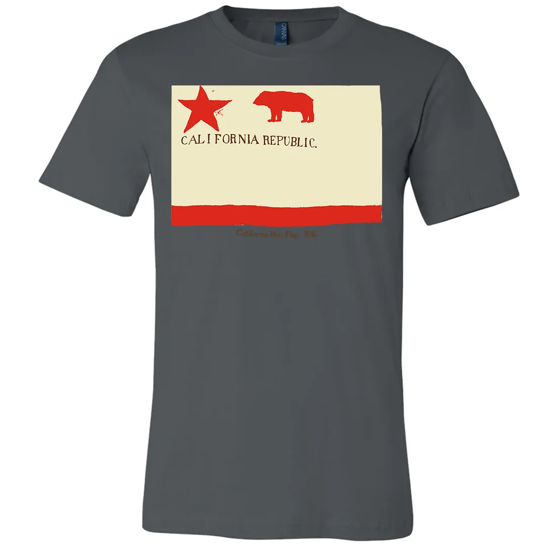 California Republic Bear Flag 1846 Asst Colors Mens Lightweight Fitted T-Shirt/tee