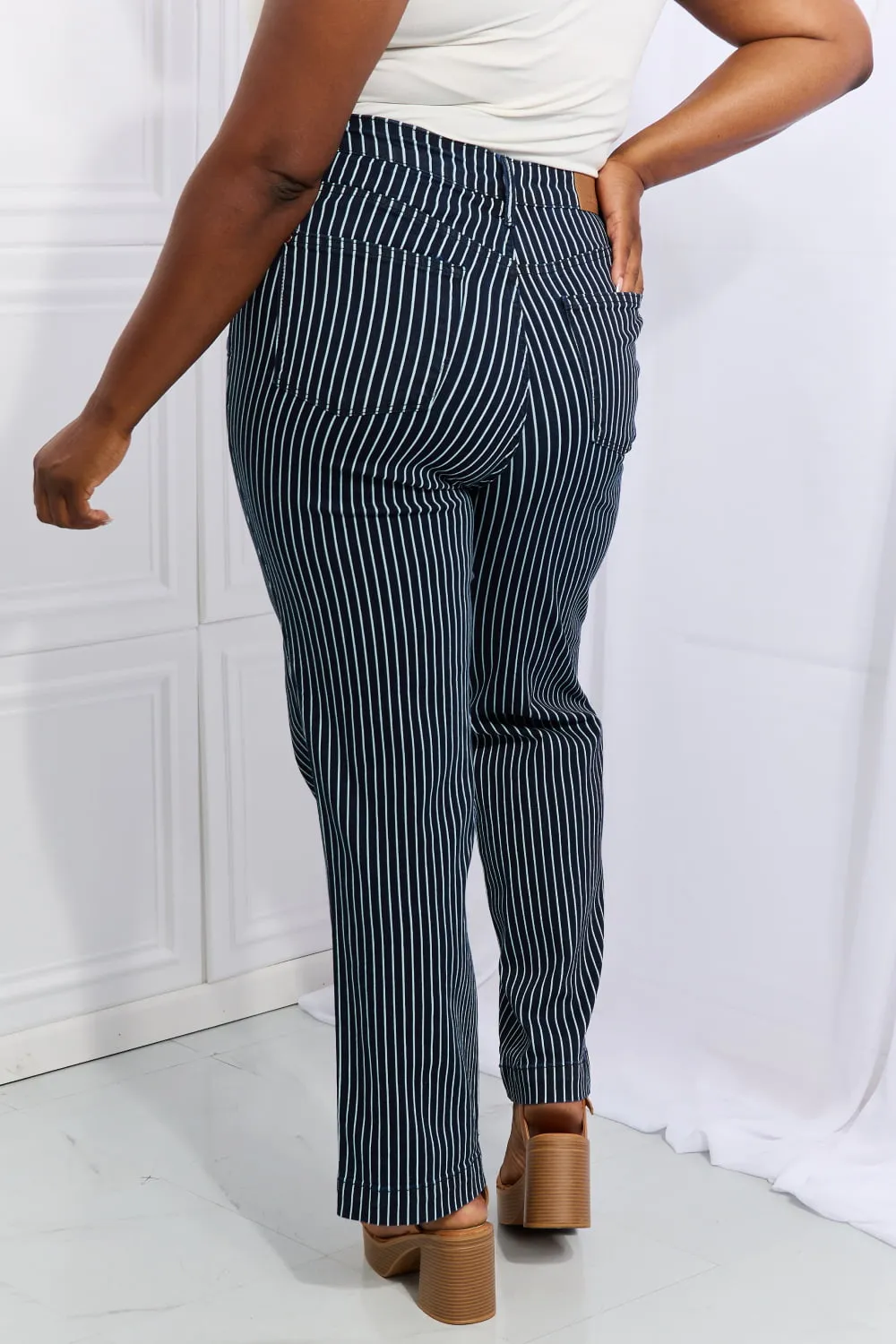 Cassidy Striped Straight Jeans