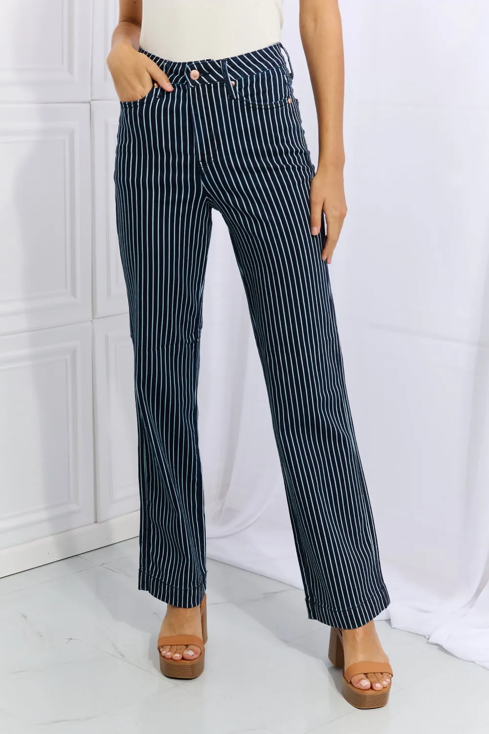 Cassidy Striped Straight Jeans