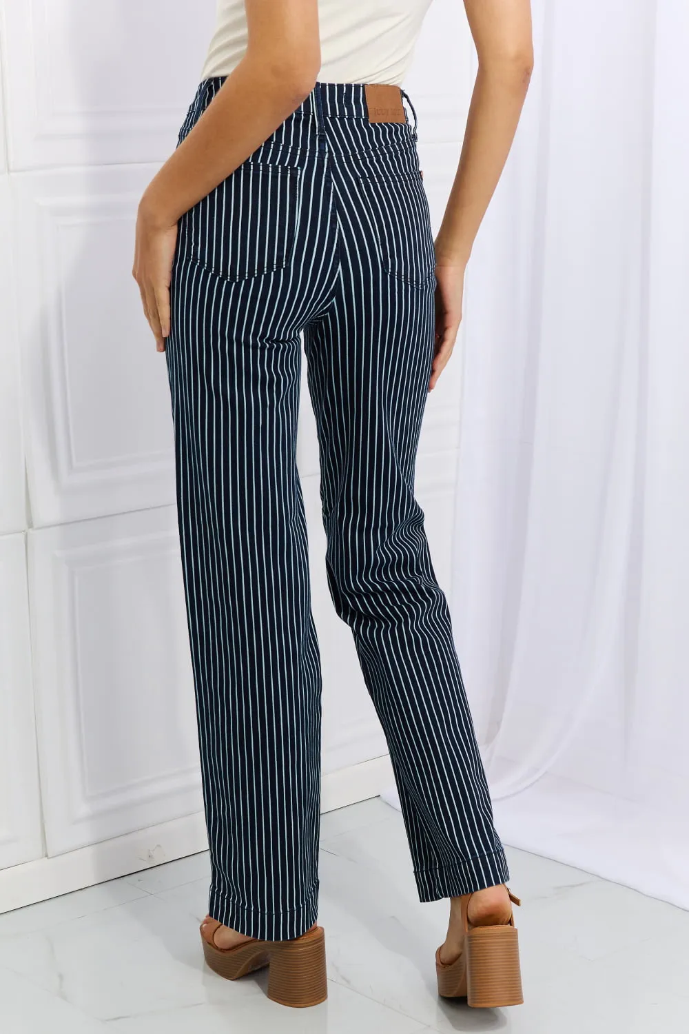 Cassidy Striped Straight Jeans