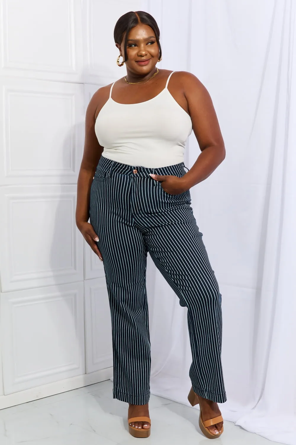 Cassidy Striped Straight Jeans