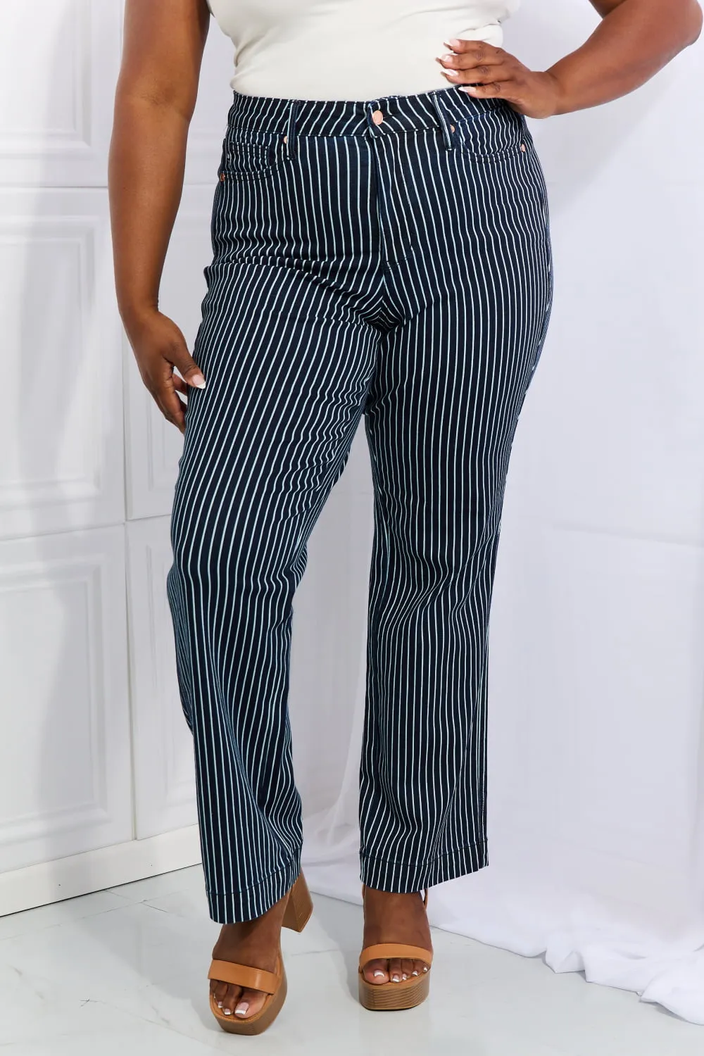 Cassidy Striped Straight Jeans