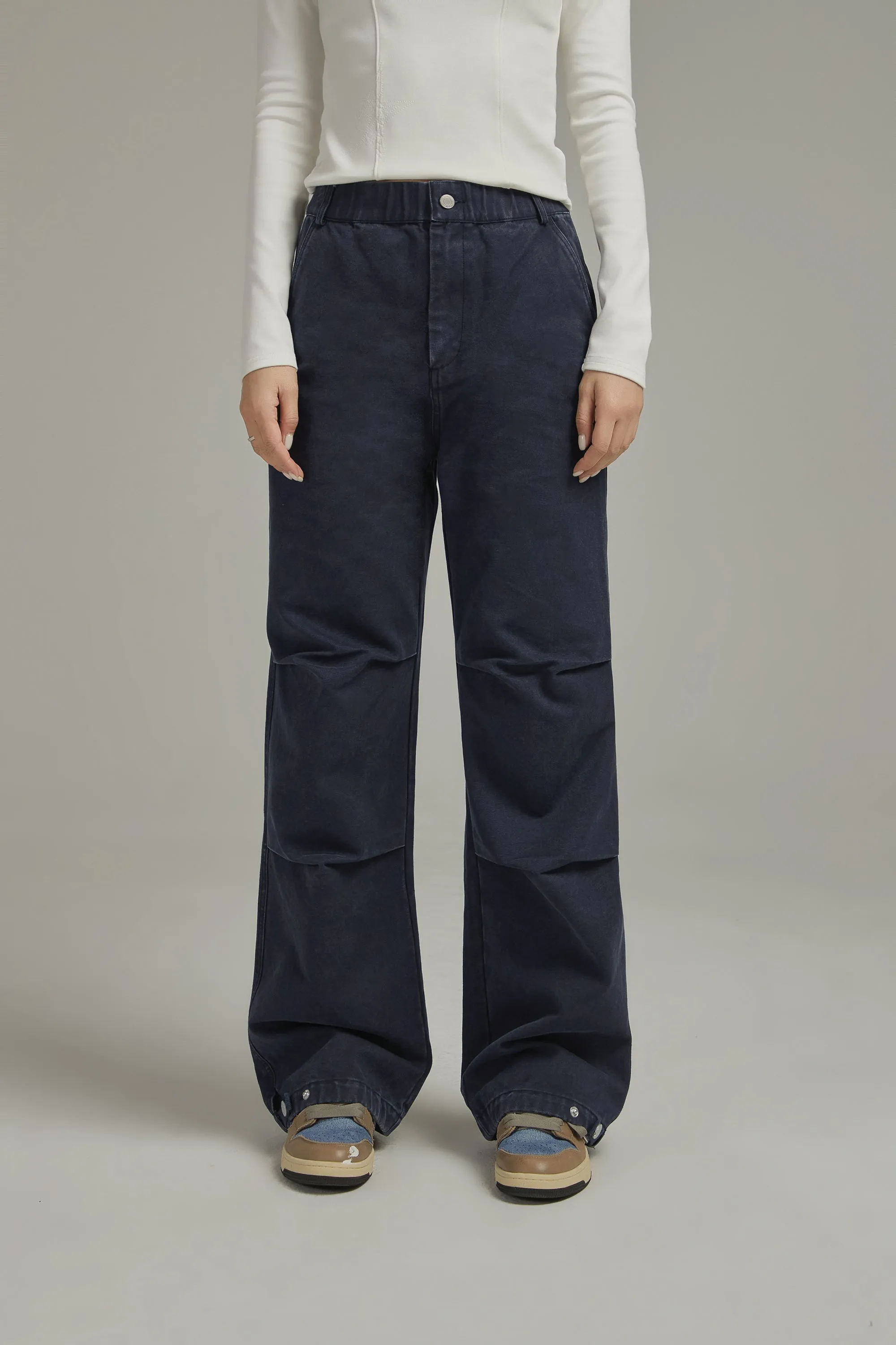 Casual Elastic Waist Wide Pants
