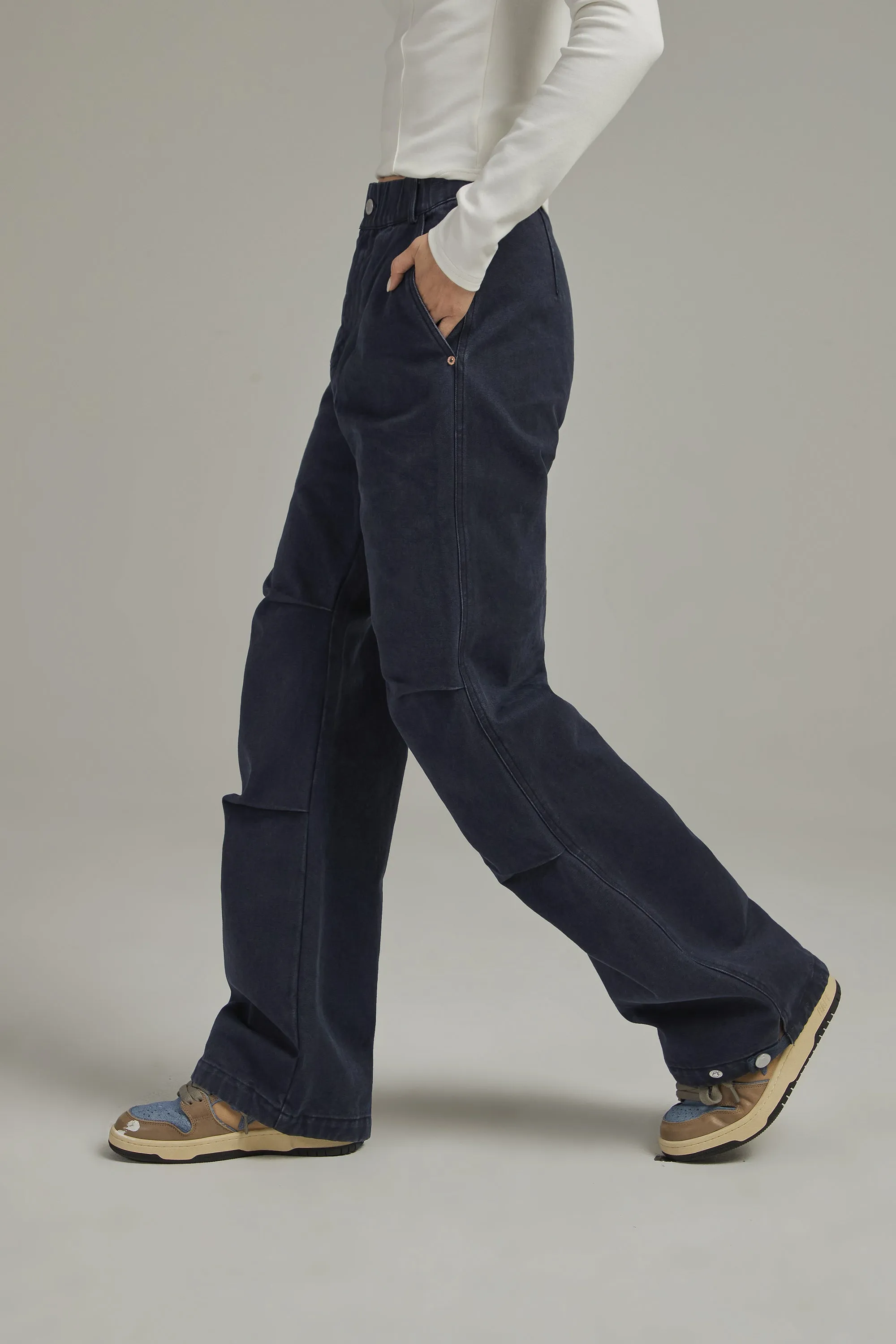 Casual Elastic Waist Wide Pants