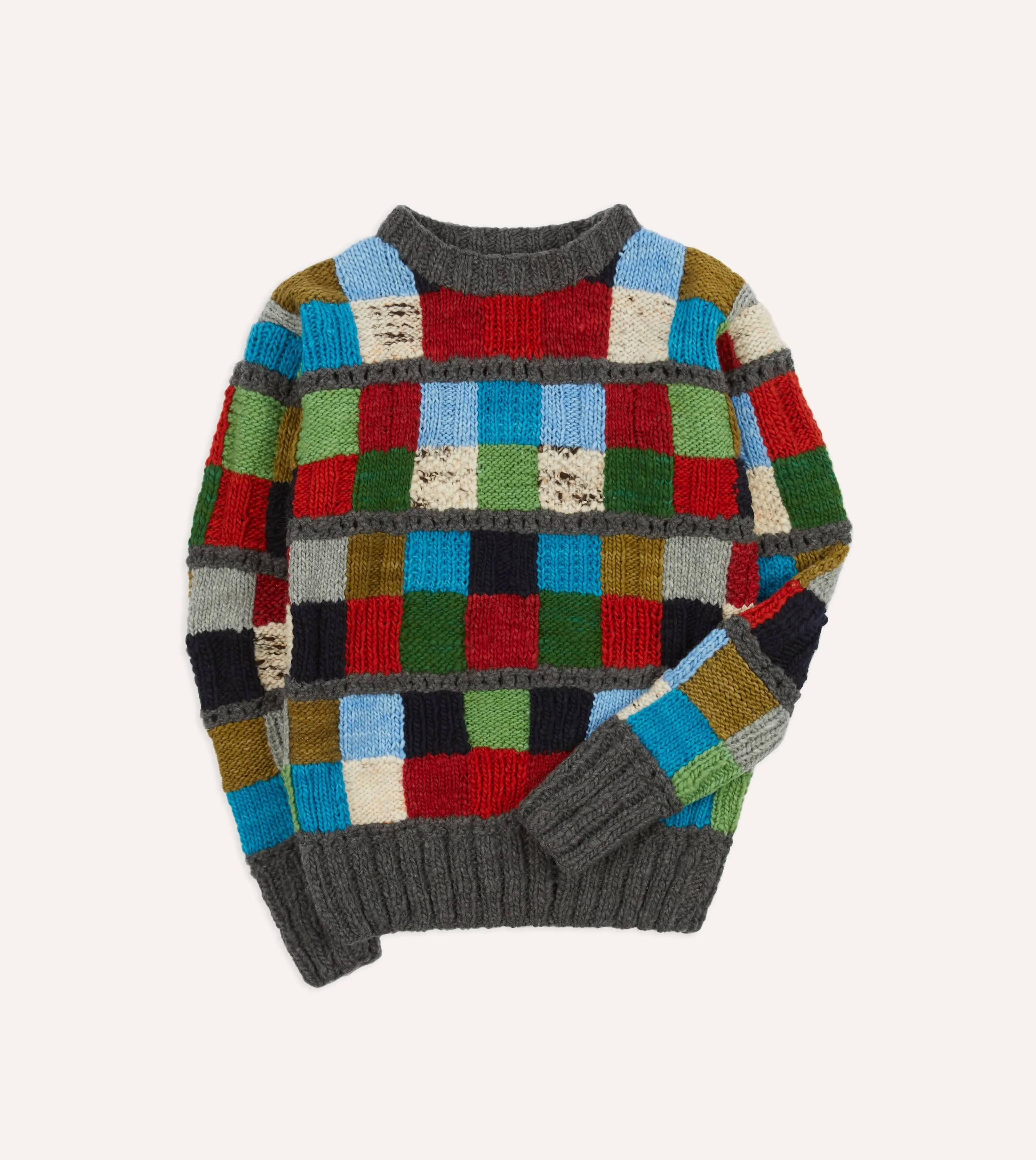 Stylish Chamula Hand-Knit Merino Wool Patchwork Jumper by Drake