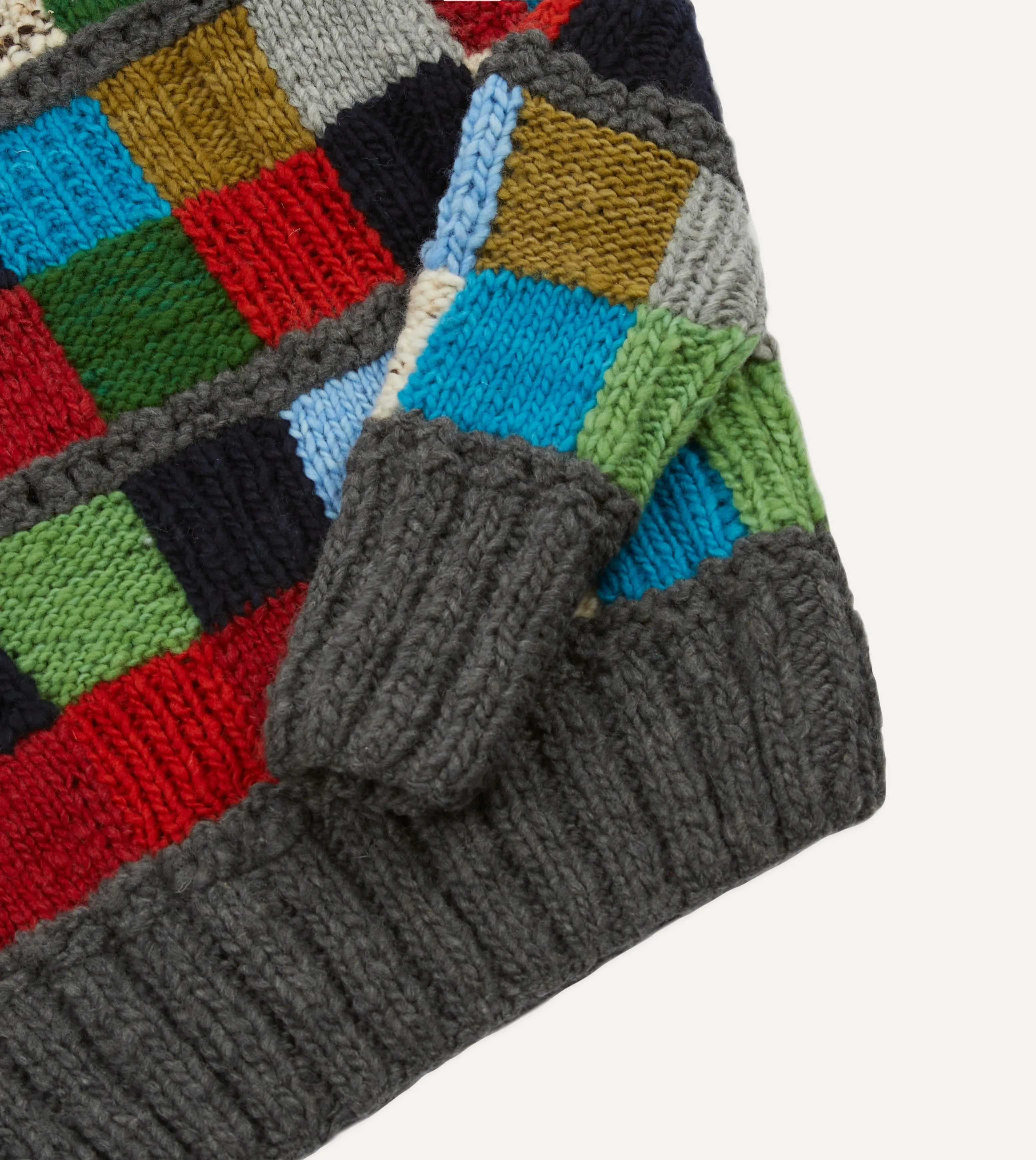 Stylish Chamula Hand-Knit Merino Wool Patchwork Jumper by Drake