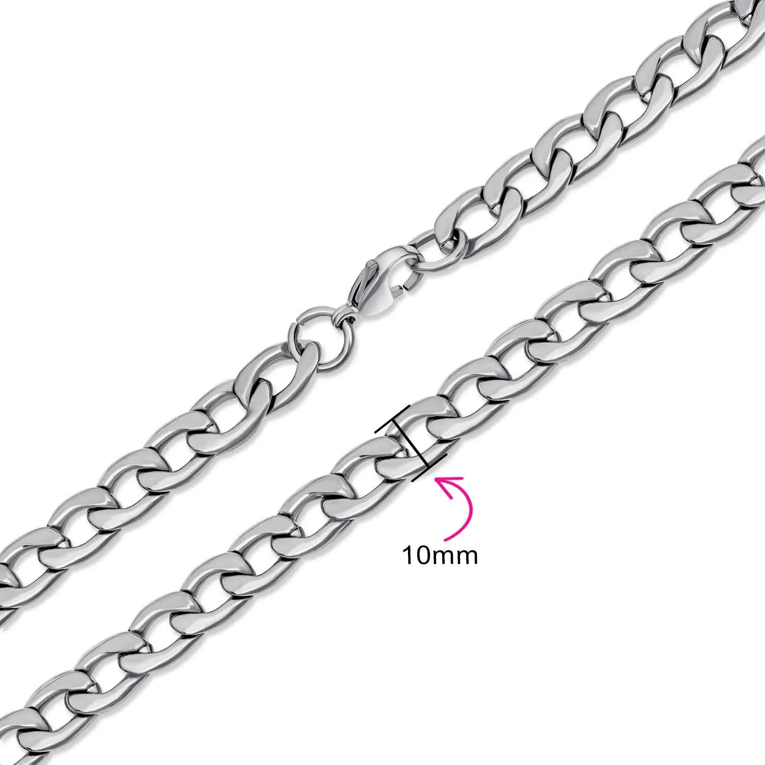 Curb Chain Necklace Mens Black IP Silver Gold Stainless Steel 18,20,24,30 Inch