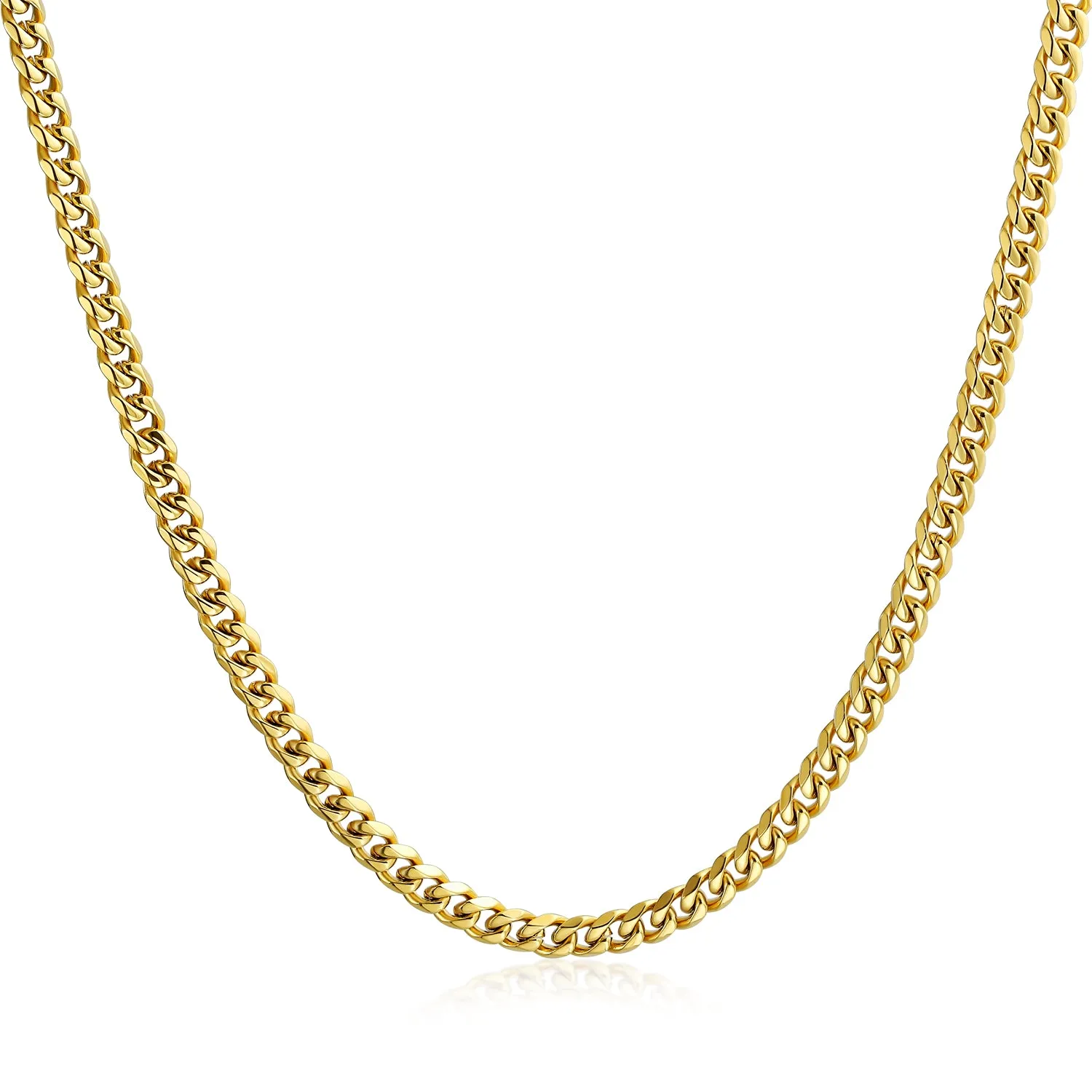 Curb Chain Necklace Mens Black IP Silver Gold Stainless Steel 18,20,24,30 Inch