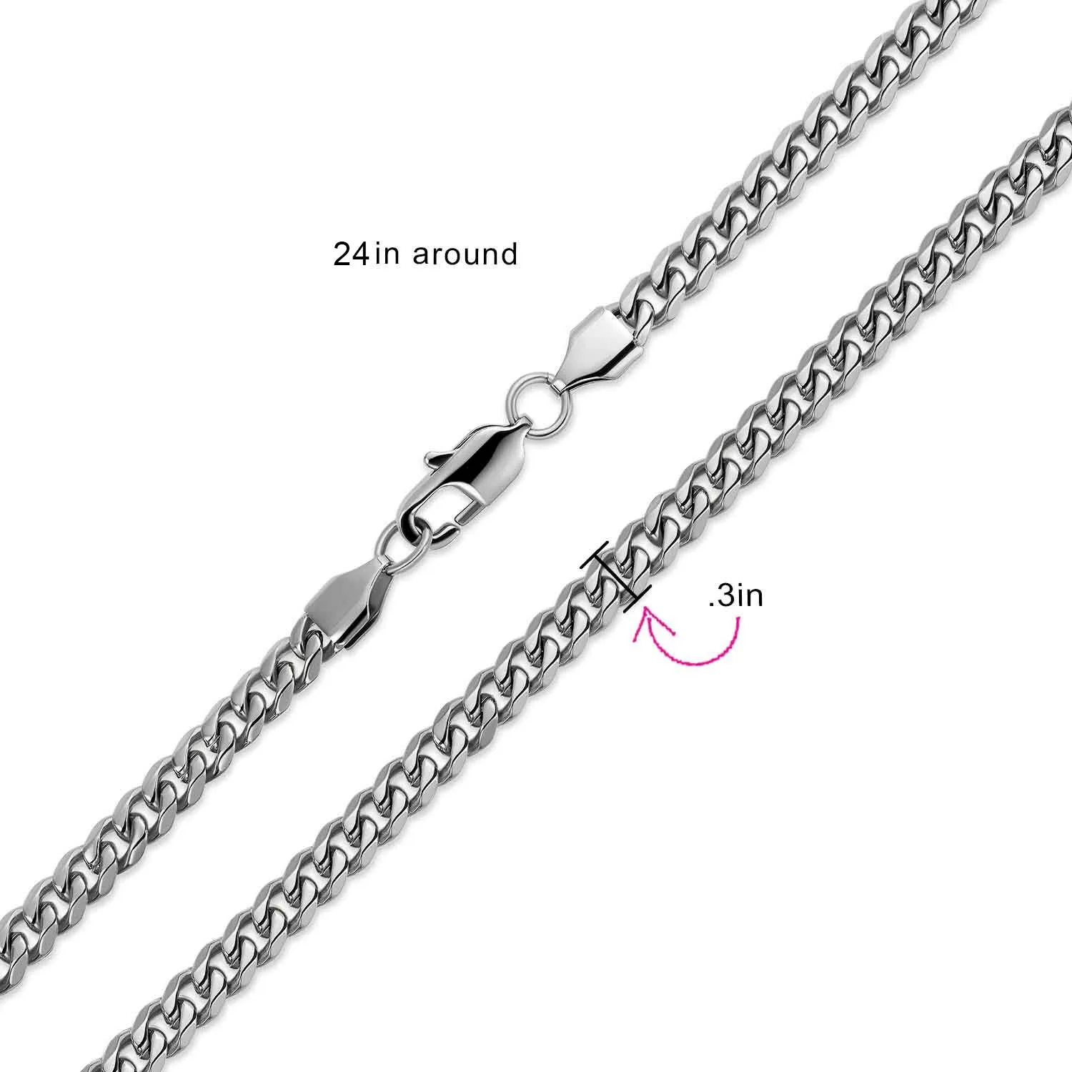Curb Chain Necklace Mens Black IP Silver Gold Stainless Steel 18,20,24,30 Inch