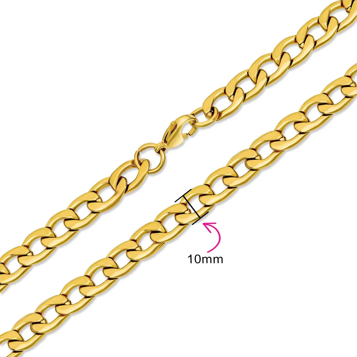 Curb Chain Necklace Mens Black IP Silver Gold Stainless Steel 18,20,24,30 Inch