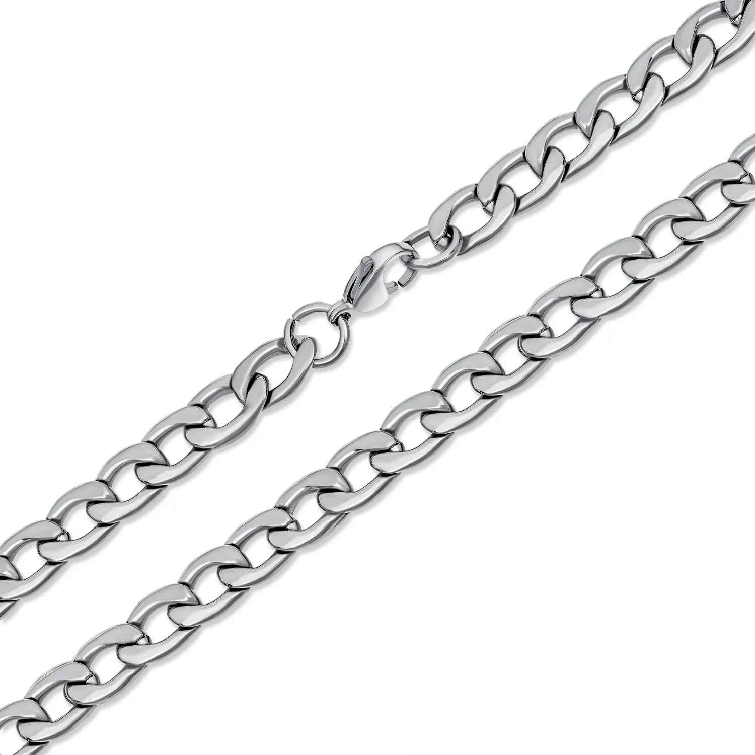 Curb Chain Necklace Mens Black IP Silver Gold Stainless Steel 18,20,24,30 Inch