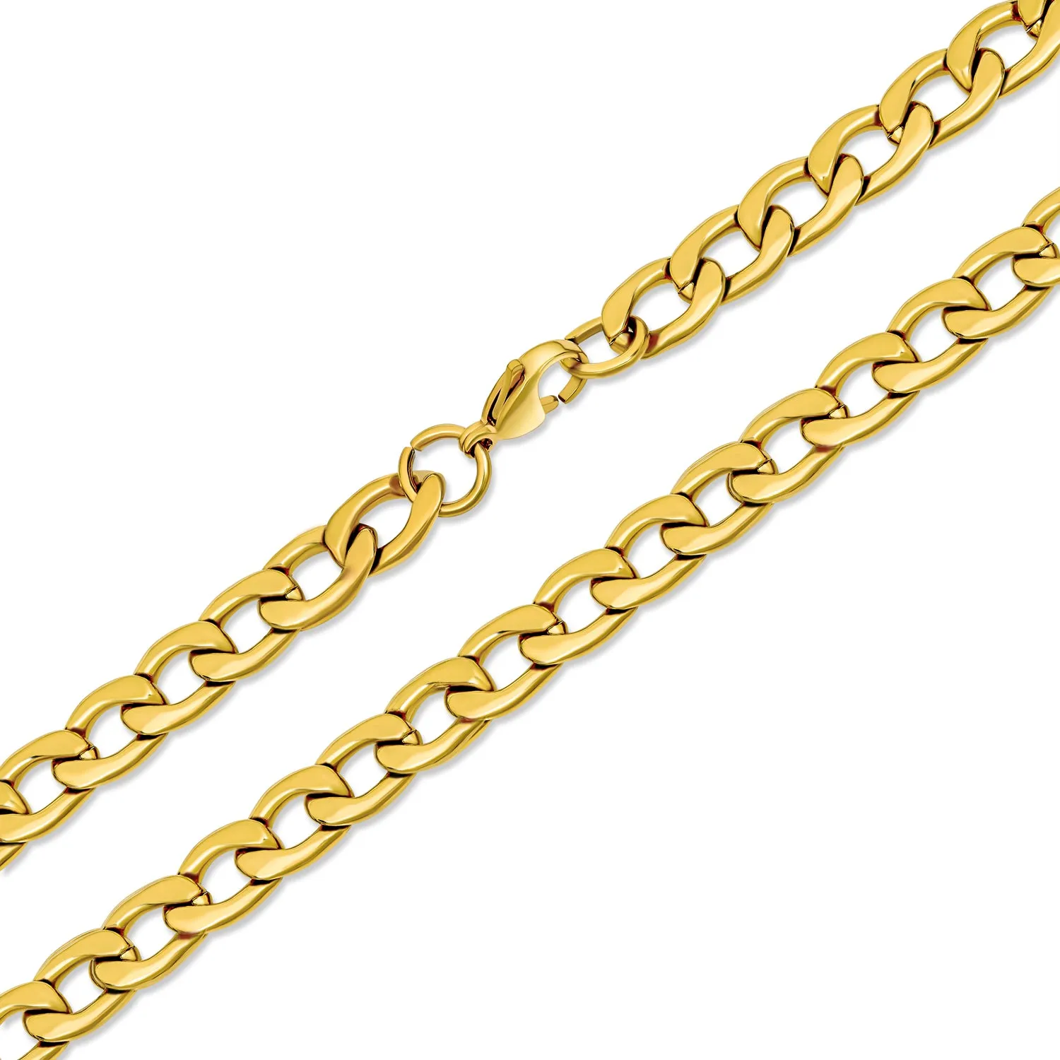 Curb Chain Necklace Mens Black IP Silver Gold Stainless Steel 18,20,24,30 Inch