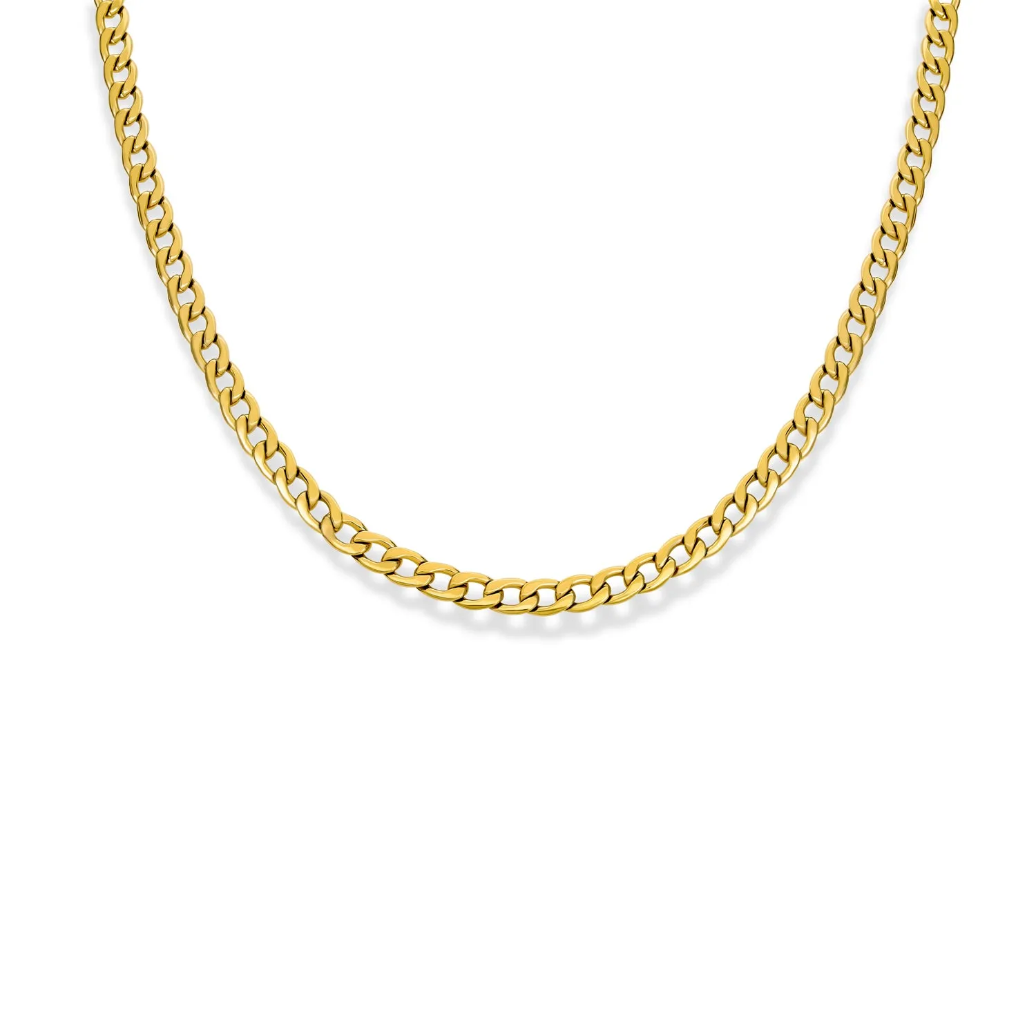 Curb Chain Necklace Mens Black IP Silver Gold Stainless Steel 18,20,24,30 Inch