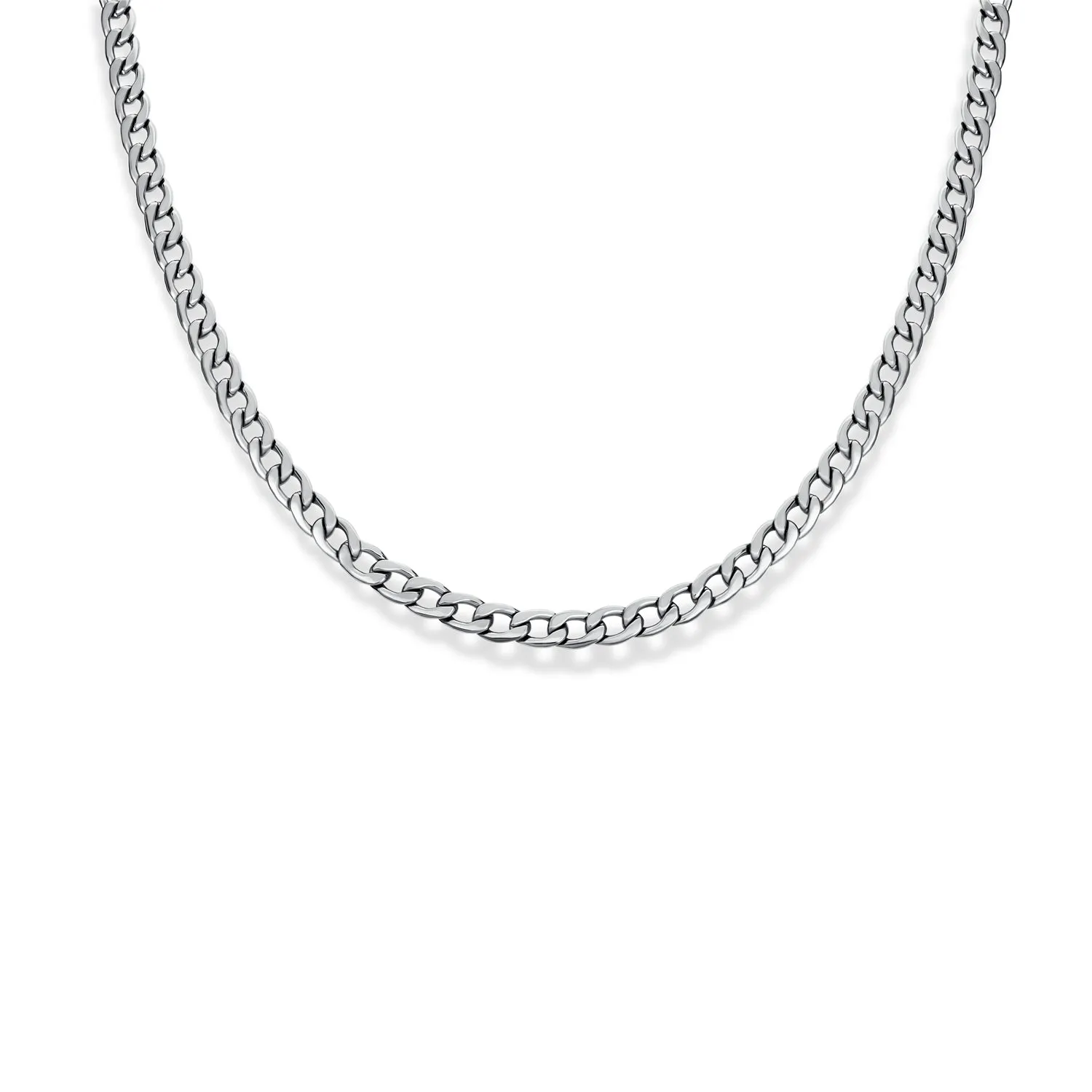 Curb Chain Necklace Mens Black IP Silver Gold Stainless Steel 18,20,24,30 Inch