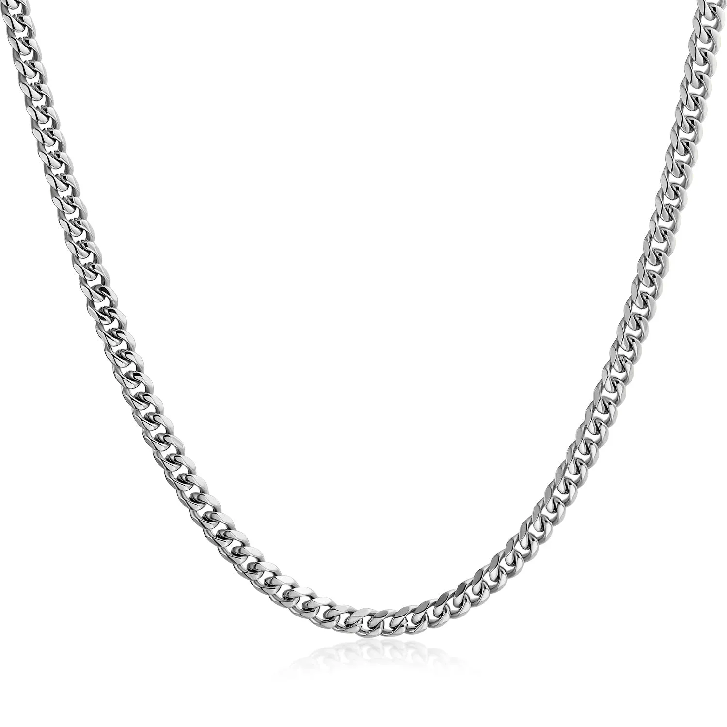 Curb Chain Necklace Mens Black IP Silver Gold Stainless Steel 18,20,24,30 Inch
