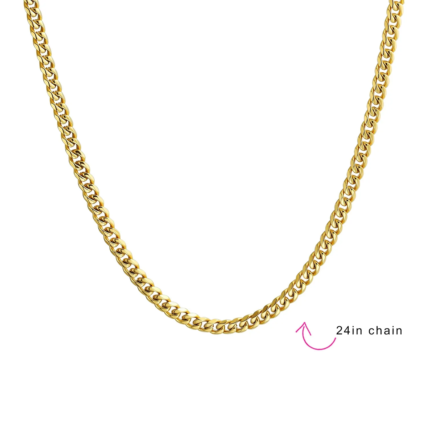 Curb Chain Necklace Mens Black IP Silver Gold Stainless Steel 18,20,24,30 Inch