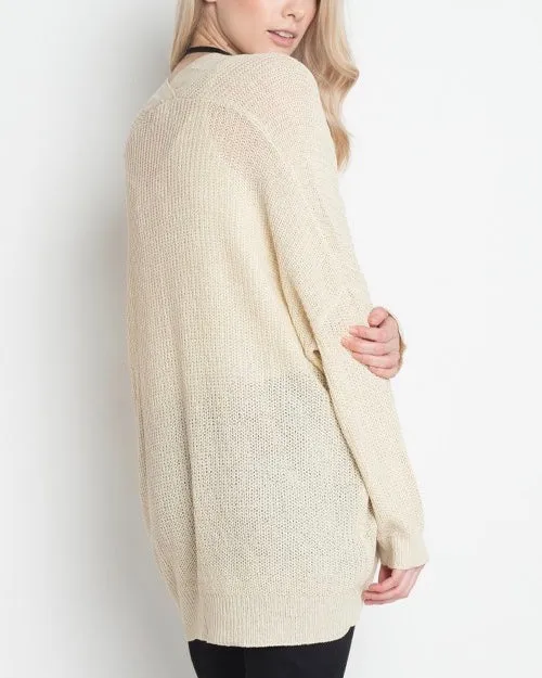 Dreamers - In the Office Ribbed Open Front Knit Cardigan in More Colors