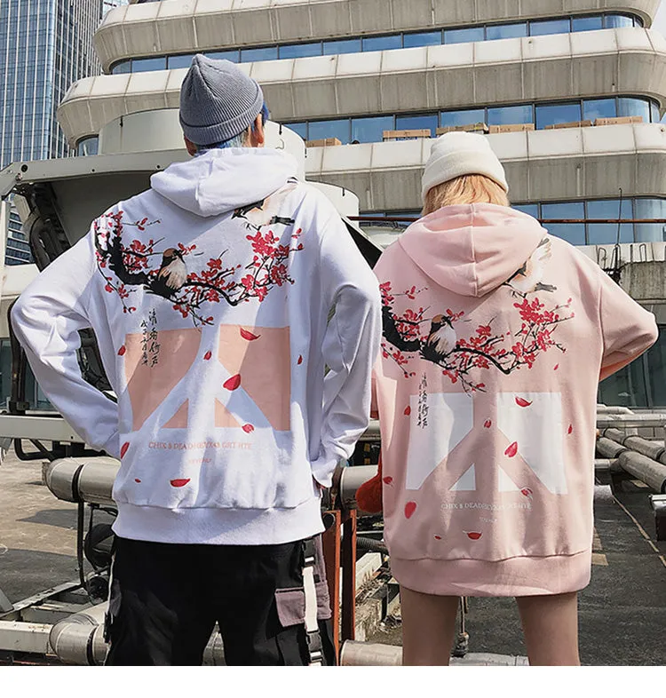 Floral Bird Print Hoodie