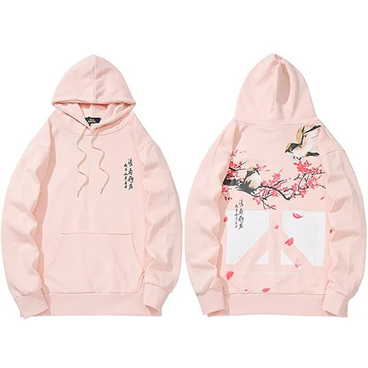 Floral Bird Print Hoodie