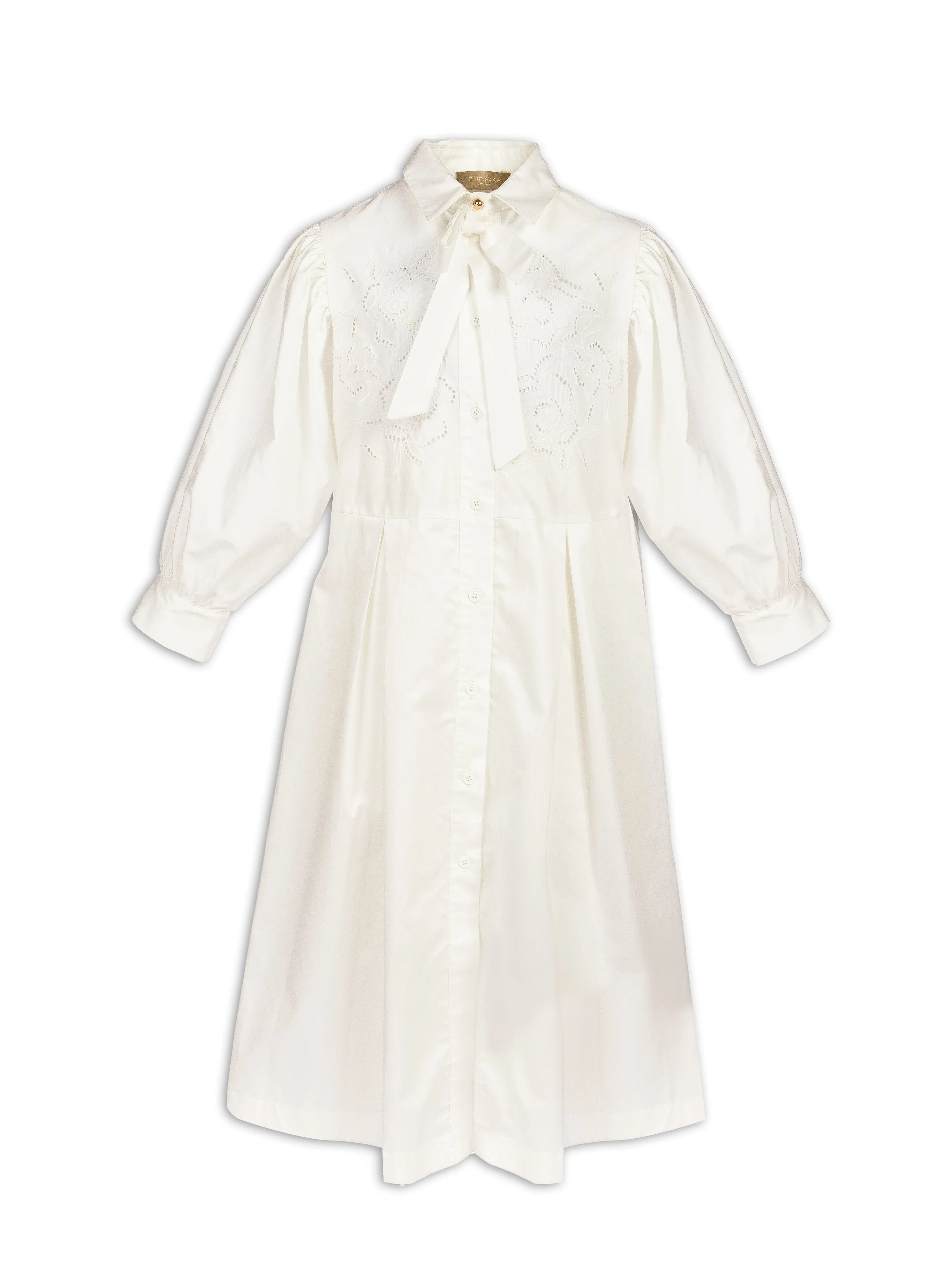 Flower-Embroidered Cotton Dress