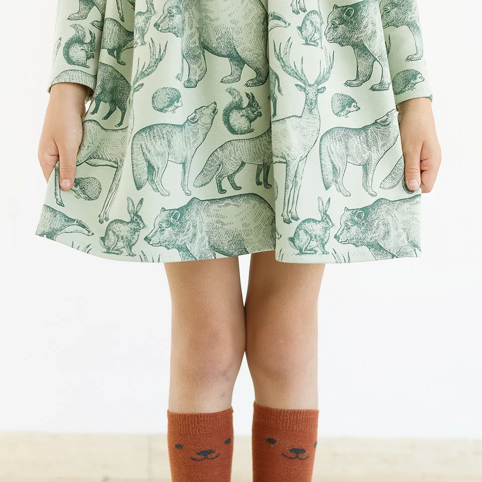 Forest Animals Gray Aqua French Terry
