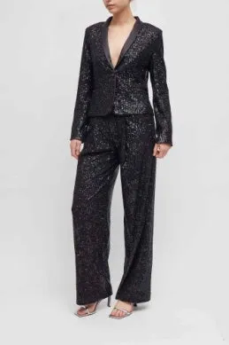 Optimize the title to make it more user-friendly: Black French Connection Alindava Sequin Suit Trousers in Size 74TNG