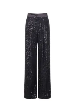 Optimize the title to make it more user-friendly: Black French Connection Alindava Sequin Suit Trousers in Size 74TNG