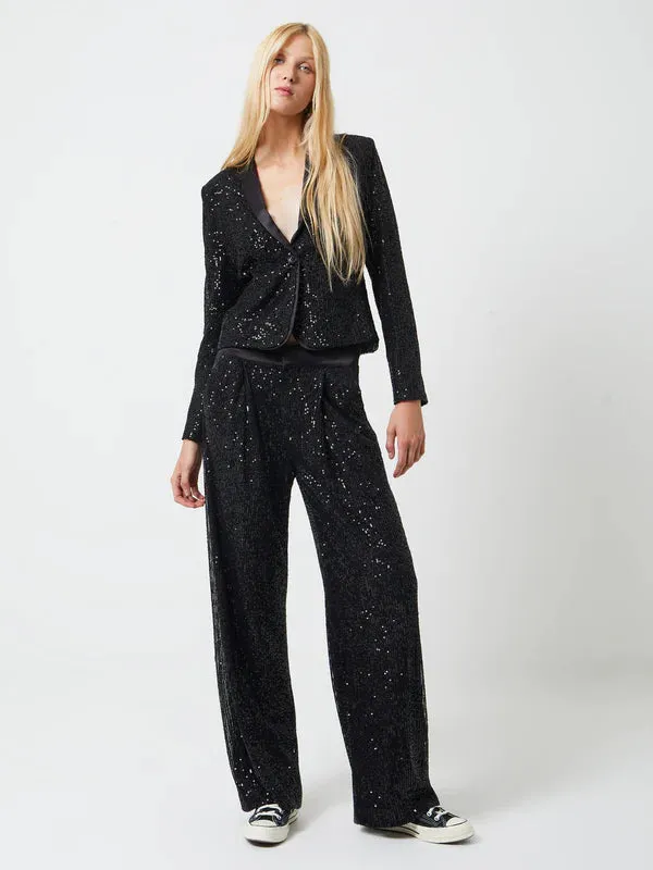 Optimize the title to make it more user-friendly: Black French Connection Alindava Sequin Suit Trousers in Size 74TNG