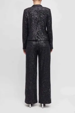 Optimize the title to make it more user-friendly: Black French Connection Alindava Sequin Suit Trousers in Size 74TNG